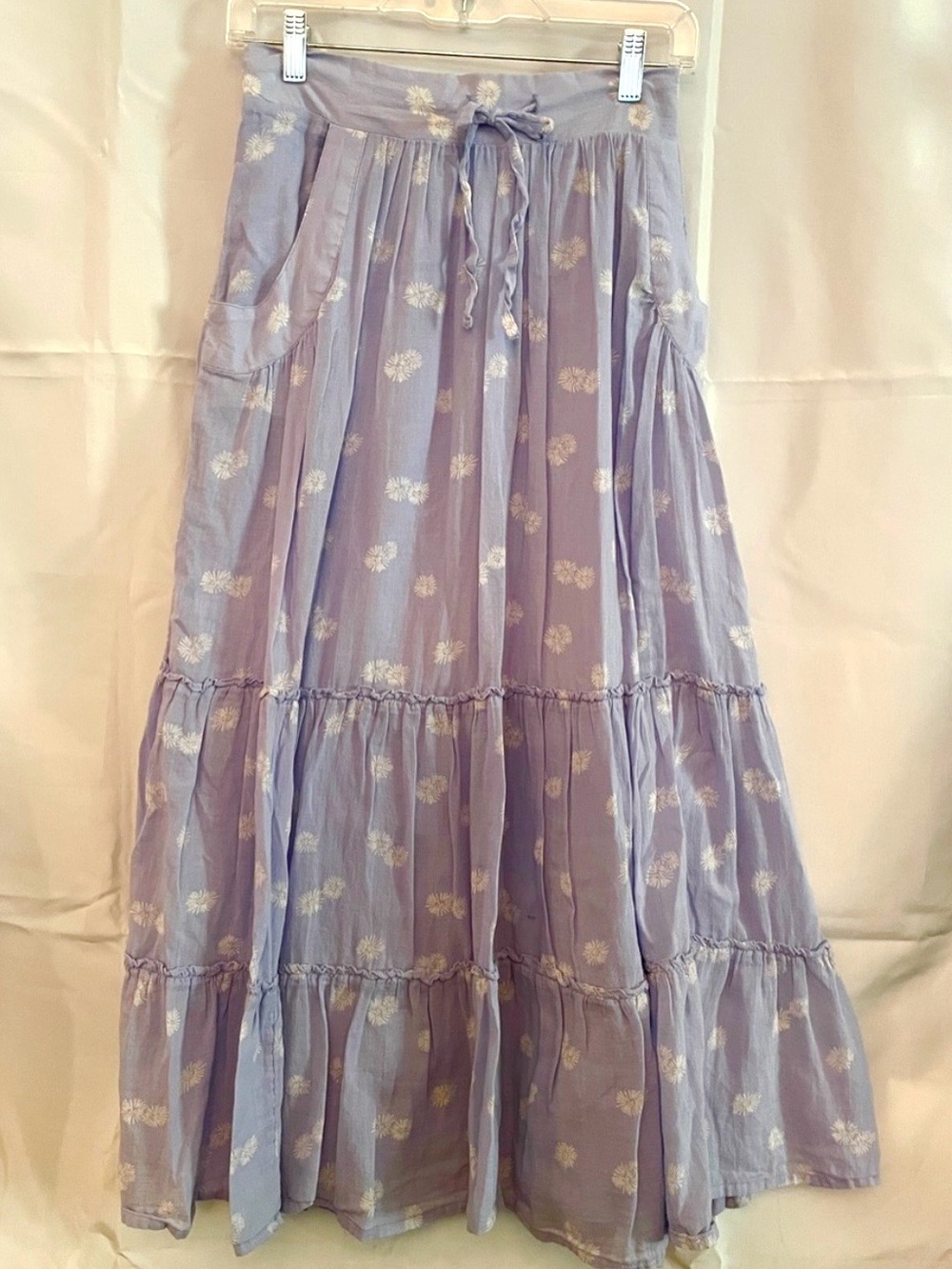 Old Navy xs Light Lavender Tiered Maxi Skirt with Floral Print